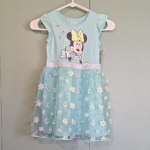 Nwt Disney Jumping Beans Teal Minnie Mouse Easter Dress Size 5